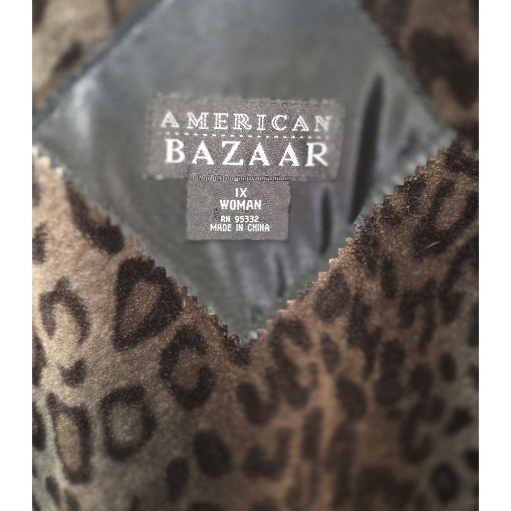 American Bazaar Women's 1X‎ Black w/ Leopard Lining All Weather Winter Rain Coat - Picture 9 of 16
